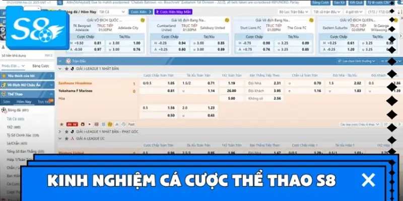 Kinh nghiệm cá cược thể thao S8 bất bại cho bạn mới