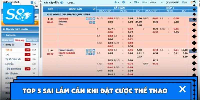 Top 5 sai lầm cần khi đặt cược thể thao